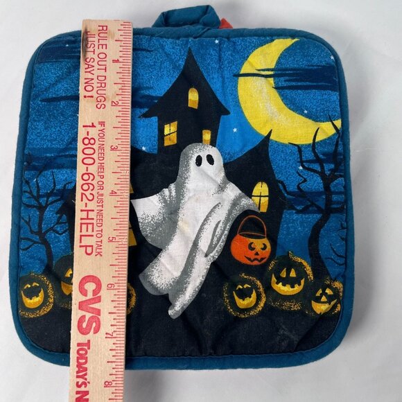 Halloween Themed Potholder Set of 3 Ghost Skeleton Mummy Hot pads Orange Blue - Picture 9 of 10
